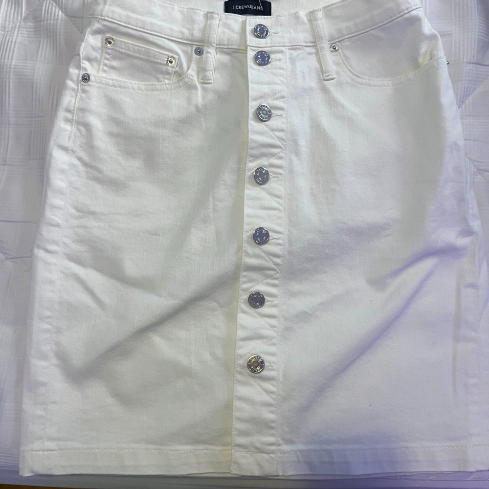 J. Crew white denim pencil skirt